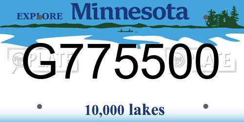 G775500 Minnesota License Plate