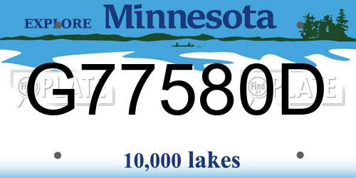 G77580D Minnesota License Plate