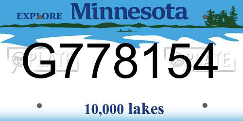 G778154 Minnesota License Plate