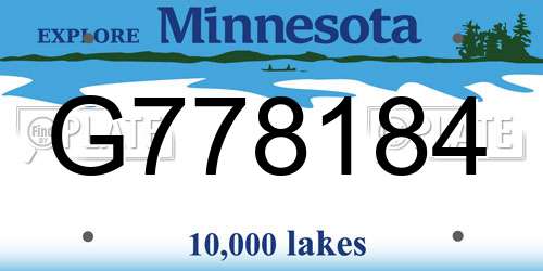 G778184 Minnesota License Plate