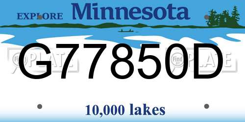 G77850D Minnesota License Plate