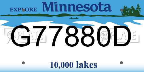 G77880D Minnesota License Plate