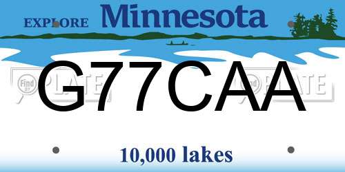 G77CAA Minnesota License Plate