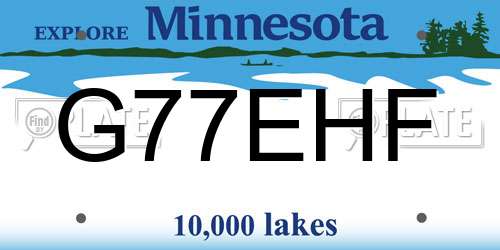 G77EHF Minnesota License Plate