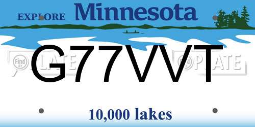 G77VVT Minnesota License Plate