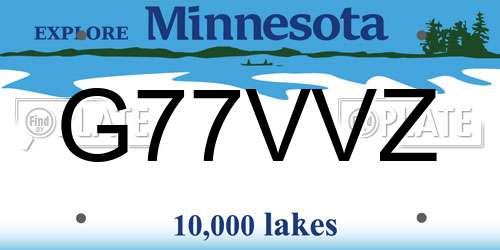 G77VVZ Minnesota License Plate