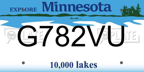 G782VU Minnesota License Plate