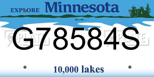 G78584S Minnesota License Plate