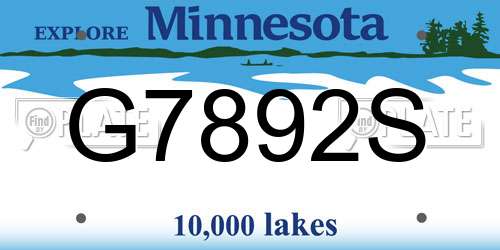 G7892S Minnesota License Plate