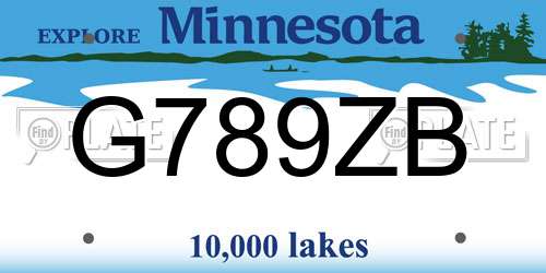 G789ZB Minnesota License Plate