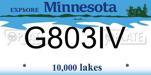 G803IV Minnesota License Plate