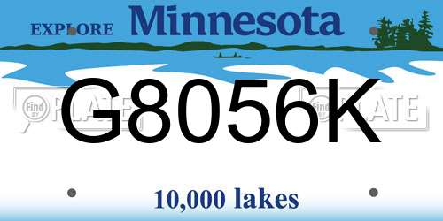 G8056K Minnesota License Plate
