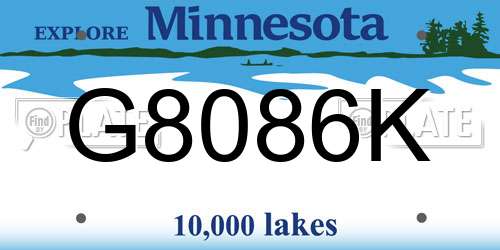 G8086K Minnesota License Plate