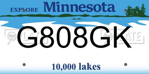 G808GK Minnesota License Plate