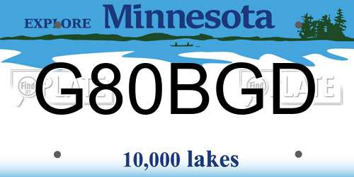 G80BGD Minnesota License Plate