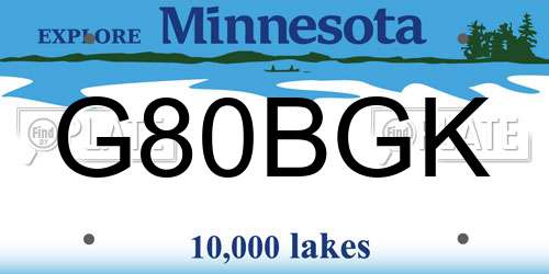 G80BGK Minnesota License Plate