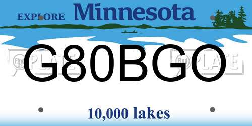 G80BGO Minnesota License Plate