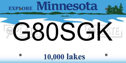 G80SGK Minnesota License Plate