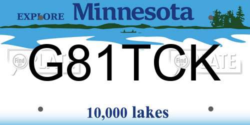 G81TCK Minnesota License Plate
