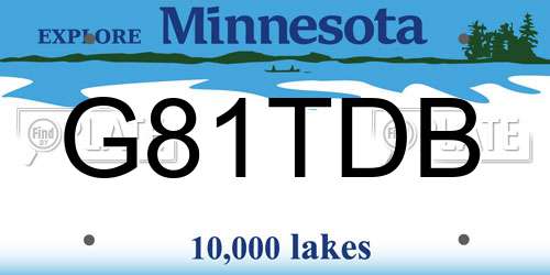 G81TDB Minnesota License Plate