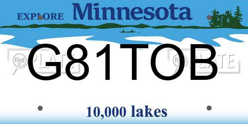 G81TOB Minnesota License Plate