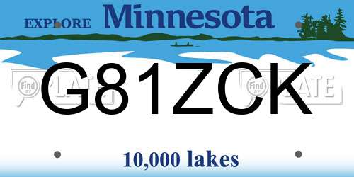 G81ZCK Minnesota License Plate