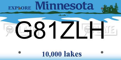 G81ZLH Minnesota License Plate