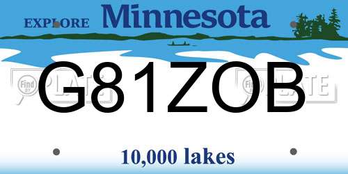 G81ZOB Minnesota License Plate
