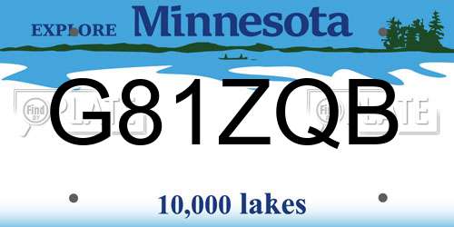 G81ZQB Minnesota License Plate