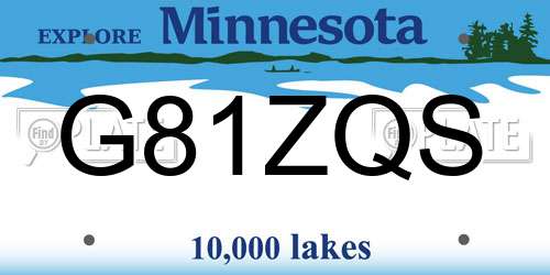 G81ZQS Minnesota License Plate