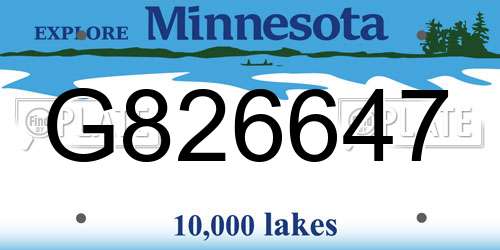 G826647 Minnesota License Plate