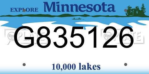 G835126 Minnesota License Plate