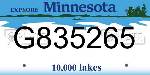 G835265 Minnesota License Plate