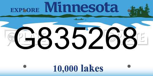 G835268 Minnesota License Plate