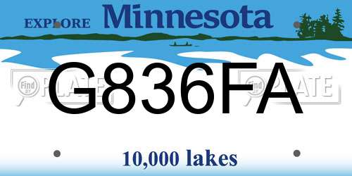 G836FA Minnesota License Plate