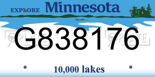 G838176 Minnesota License Plate