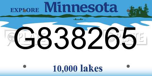 G838265 Minnesota License Plate