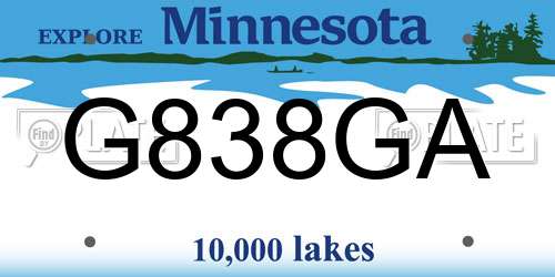 G838GA Minnesota License Plate