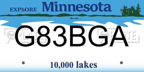 G83BGA Minnesota License Plate