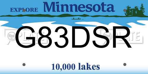 G83DSR Minnesota License Plate