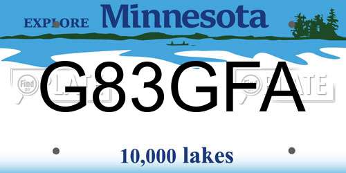G83GFA Minnesota License Plate