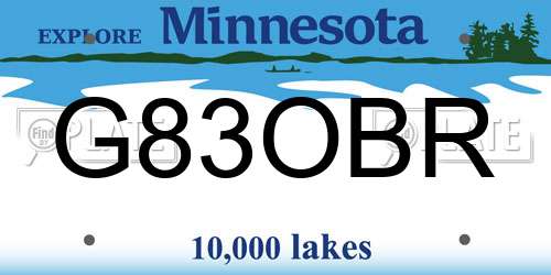 G83OBR Minnesota License Plate
