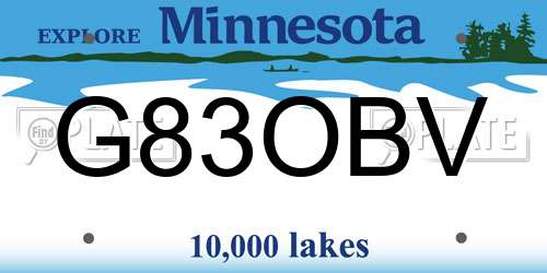 G83OBV Minnesota License Plate