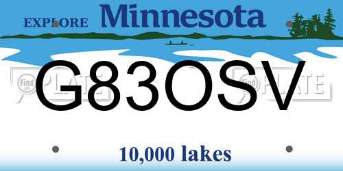 G83OSV Minnesota License Plate