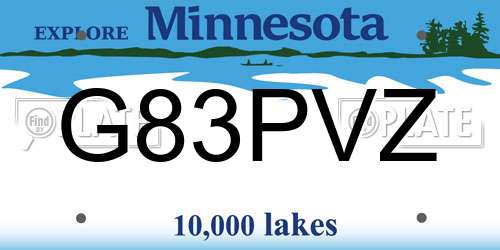 G83PVZ Minnesota License Plate