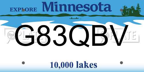 G83QBV Minnesota License Plate