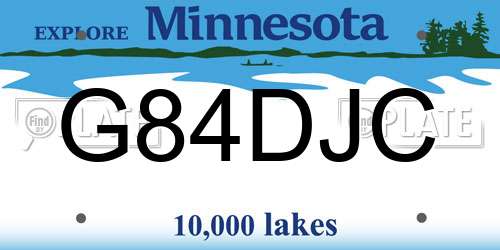 G84DJC Minnesota License Plate