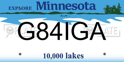 G84IGA Minnesota License Plate