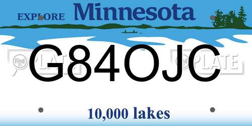 G84OJC Minnesota License Plate