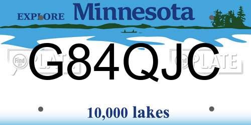 G84QJC Minnesota License Plate